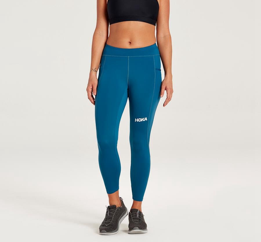 Dámske Nohavice Hoka Vypredaj - Performance Crop Tight - Modre 72619-BETK